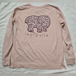 Ivory Ella Long Sleeve Pink Paisley T-shirt XXS